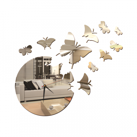 Ceas Decorativ, Creativ, 40 cm x 17 cm x 2 mm Grosime, Roi de Fluturi [1]