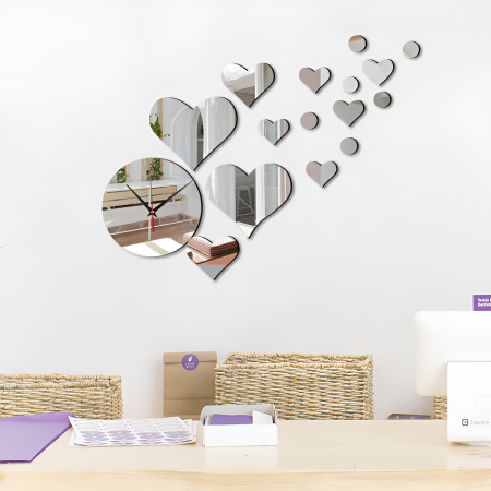 Ceasuri Oglinda Acrilica - Ceas Decorativ, Sticker Acril Oglinda Love