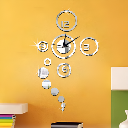 Ceas Decorativ Oglinda Acrilica, Fara Zgomot, 80 cm x 40 cm, Planetar, Argintiu [1]