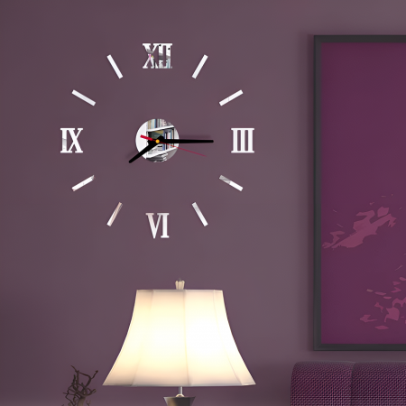 Ceasuri Oglinda Acrilica - Ceas Decorativ Sticker, 400 mm x 400 mm, Clasic