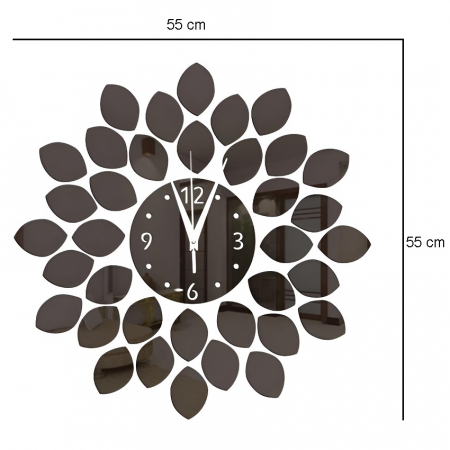 Ceas Decorativ Sticker, Fara Zgomot, Black Flower, 550 mm x 550 mm [3]