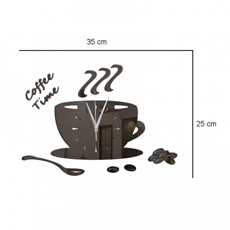 Ceas Decorativ Sticker, Fara Zgomot, Coffee Time, 350 mm x 250 mm, Decorare Cafenea [4]