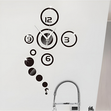 Decoratiuni Casa - Ceas Decorativ Sticker, Fara Zgomot, Planetar, 800 mm x 400 mm, Negru