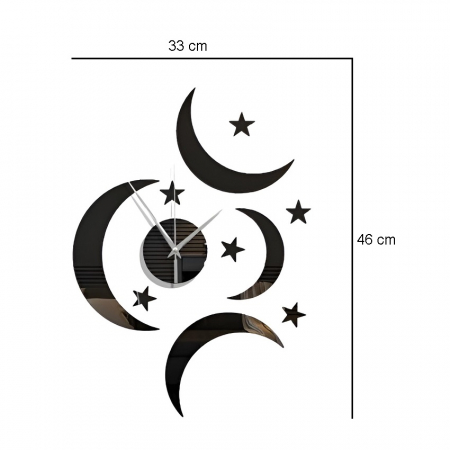 Ceas Decorativ Sticker, Fara Zgomot, Stelar, 330 mm x 460 mm [1]