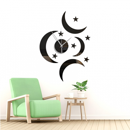 Decoratiuni Casa - Ceas Decorativ Sticker, Fara Zgomot, Stelar, 330 mm x 460 mm
