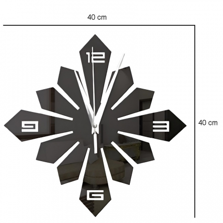 Ceas Decorativ Sticker, Fara Zgomot, Stema, 400 mm x 400 mm, Negru [1]