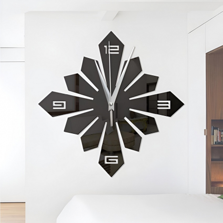 Decoratiuni Casa - Ceas Decorativ Sticker, Fara Zgomot, Stema, 400 mm x 400 mm, Negru