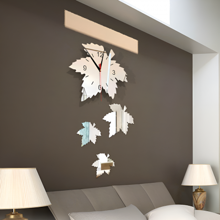 Ceas Decorativ Sticker, Frunze de Stejar, Fara Zgomot, 330 mm x 560 mm [1]