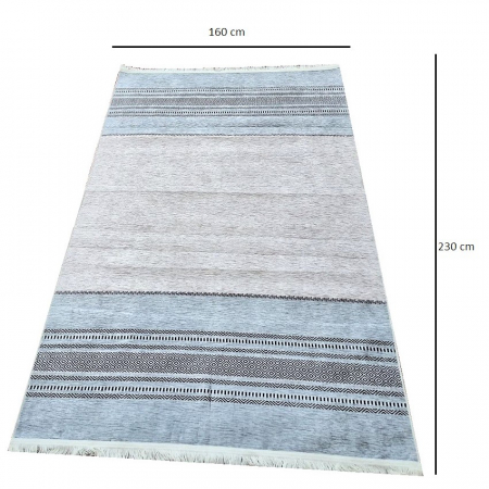 Covor Modern, Antiderapant, 160 cm x 230 cm, Gri Antracit, Nuante de Gri si Argint [2]