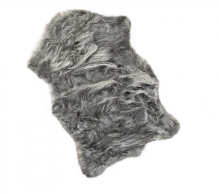 Covoare - Covor Blana Sintetica Decorativa Cu fir lung, 70 cm x 100 cm, Gri Antracit