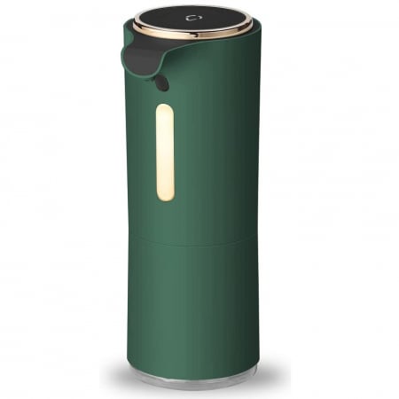Dispenser Sapun Lichid - Dozator de sapun cu spuma cu Senzor, si Odorizant Incapere, Fara Contact, 250 ml, Verde / Auriu