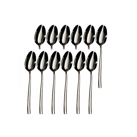 Bucatarie - Lingurita Servire Masa, Inox, Set 12 buc, Finisate Lucios, Argintiu, Greutate 25 g, 16.5 cm x 3.2 cm , Grosime Maner 2 mm, Grosime Cupa 1.2 mm