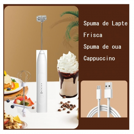 Mini Mixer Pentru Spuma de Lapte si Diferite Mixuri Lichide, Putere 4 W, Alb [3]