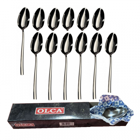 Bucatarie - Lingura Servire Masa, Inox, Set 12 buc, Finisate Lucios, Argintiu, Greutate 40 g, 20.5 cm x 4 cm , Grosime Maner 2 mm, Grosime Cupa 1.2 mm