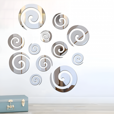 Stiker Acril Oglinda Creativ - Set Stickere Acril Decorative Oglinda, Creativ, Argintiu