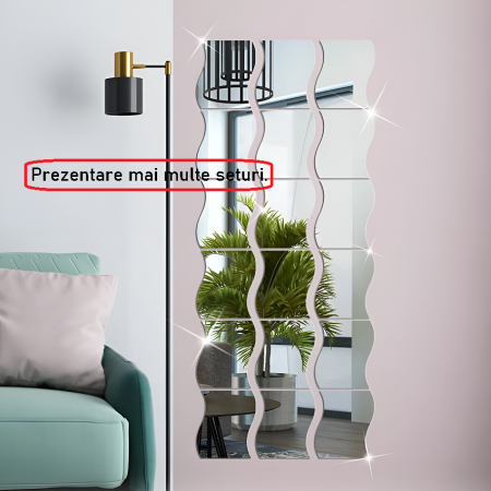 Sticker Acril Decorativ Oglinda, Creativ, 12 cm x 10 cm x 6 bucati, Argintiu [2]