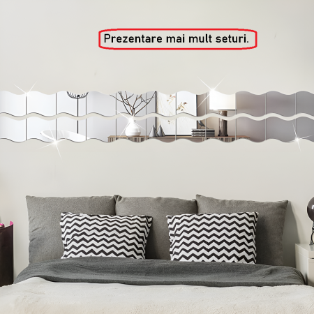 Sticker Acril Decorativ Oglinda, Creativ, 12 cm x 10 cm x 6 bucati, Argintiu [1]