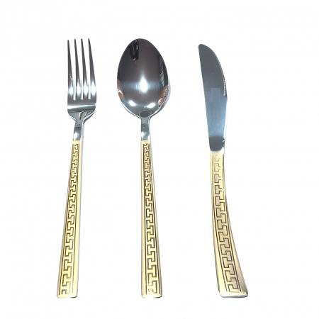 Set Tacamuri Aurii Servit Masa 18 Piese, Auriu / Argintiu, Stil Versace [1]