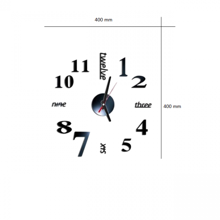 Ceas Decorativ, Oglinda Acrilica, Fara Zgomot, Stil Modern 400 mm x 400 mm [2]