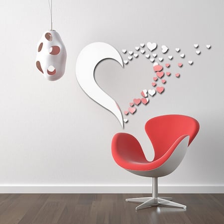Stiker Acril Oglinda Creativ - Sticker Acril Decorativ, Inimioare