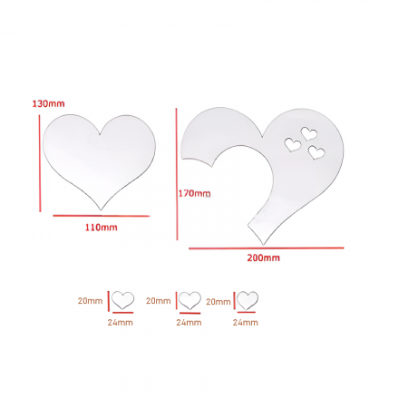 Sticker Acril Decorativ Oglinda, Creativ, Inimi Unite, 25 cm x 15 cm  [2]