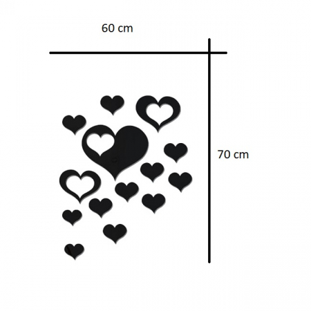Sticker Acrilic Decor, Oglinda Acrilica Neagra, Love, 60 cm x 70 cm, 18 piese [2]