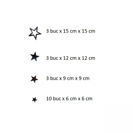 Sticker Acrilic Decor, Oglinda Acrilica Neagra, Stelute, 50 cm x 70 cm, 19 piese [2]