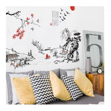 Sticker Decorativ 3D, Peisaj Munte, Big size, 100 cm x 130 cm, Multicolor [2]
