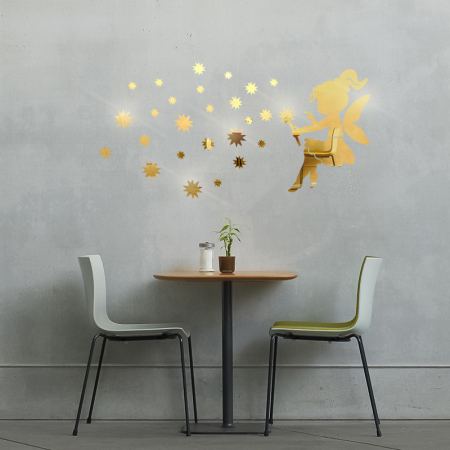 Sticker Acril Decorativ, Oglinda Aurie, Creativ, 74 cm x 40 cm, Grosime 2 mm [1]