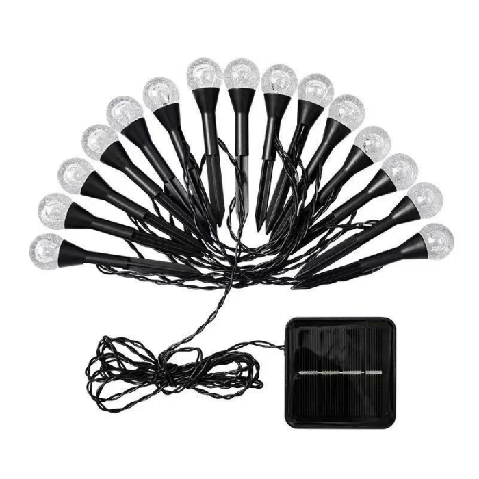 Set 2 Instalații Solare de Grădină cu 20 Globuri LED 3m, Lumină Caldă sau Multicoloră [5]