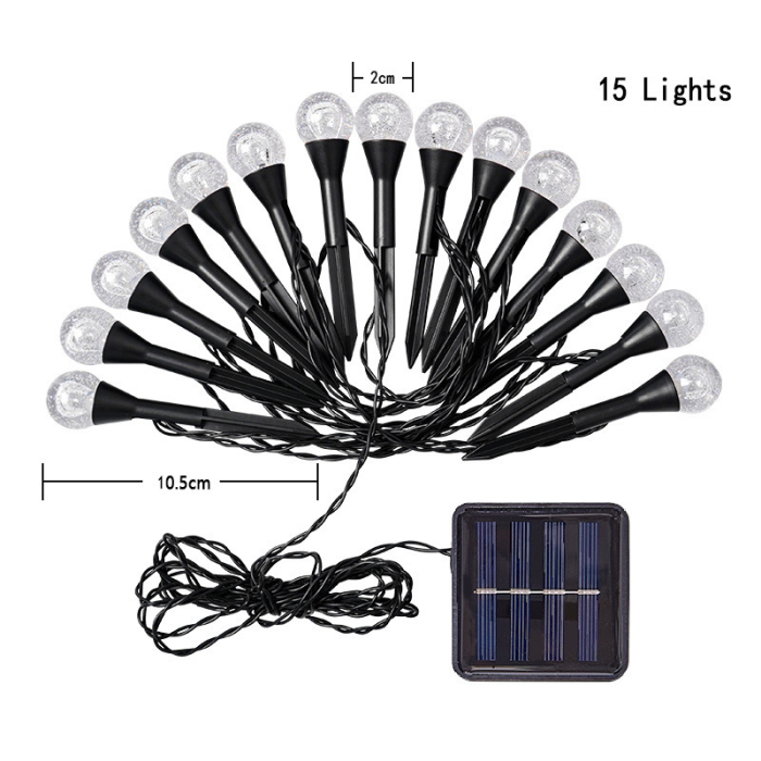Set 2 Instalații Solare de Grădină cu 20 Globuri LED 3m, Lumină Caldă sau Multicoloră [4]