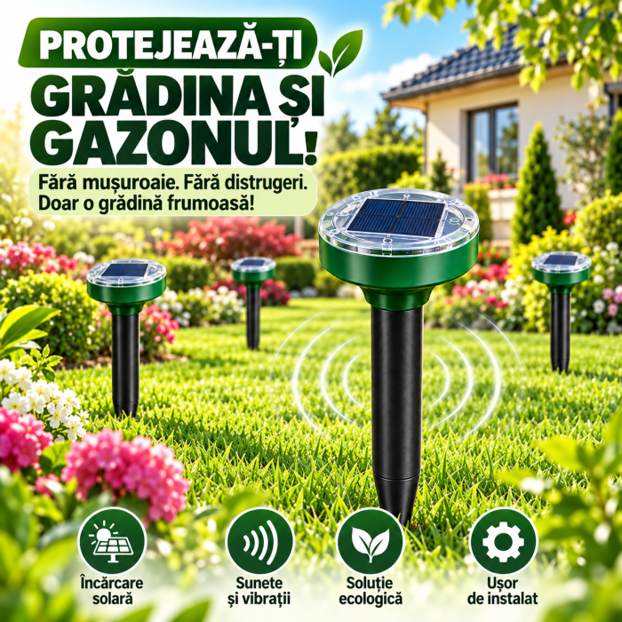 Set aparate solare anti-cârtițe și rozătoare, cu ultra sunete și vibrații – 4, 8 sau 16 bucăți [2]