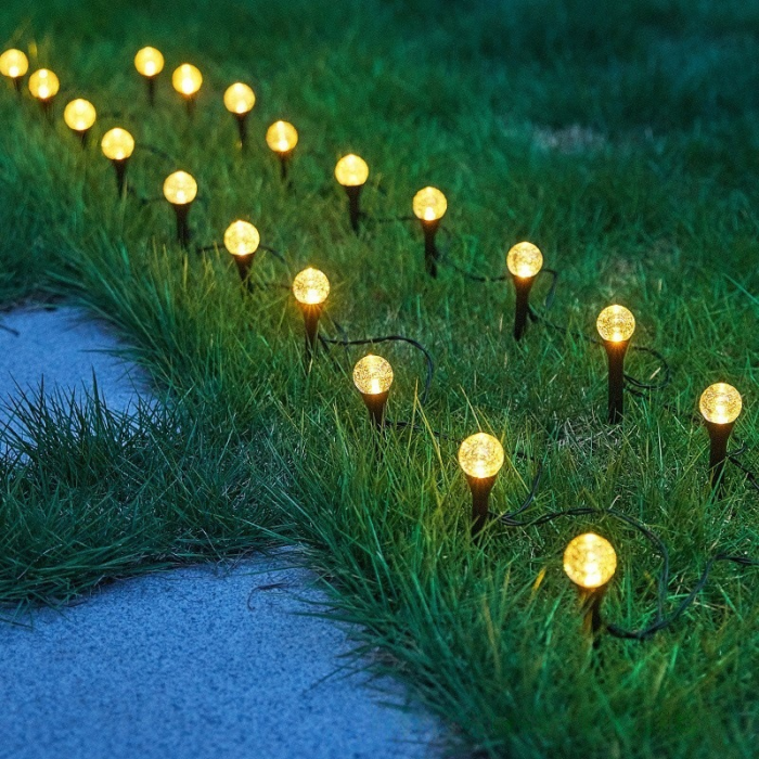 Set 2 Instalații Solare de Grădină cu 20 Globuri LED 3m, Lumină Caldă sau Multicoloră [8]