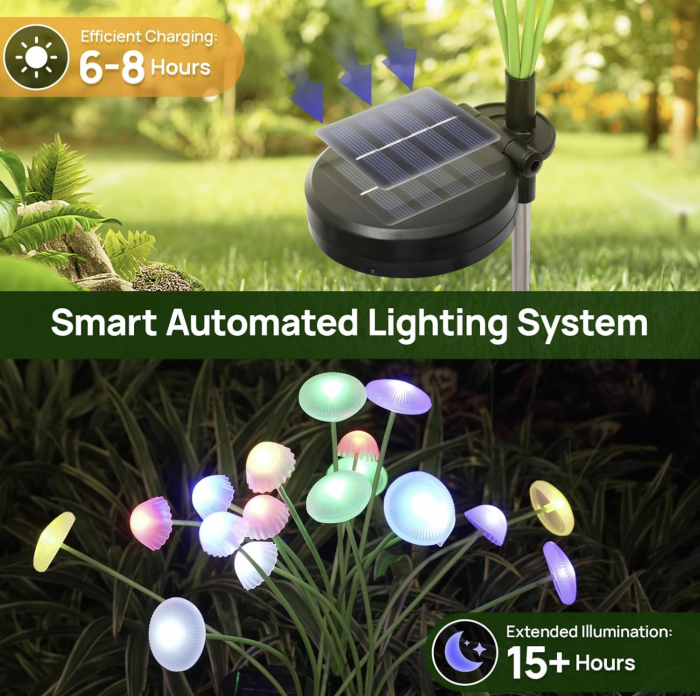 Set 2 Lampi Solare Decorative Jellyfish Multicolor, 6 LED-uri, Efect Meduza, Aprindere Automata [18]