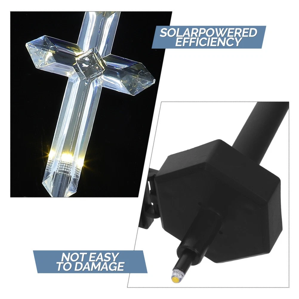 Set 4 Cruci Solare Decorative LED Alb Cald pentru Gradina si Cimitir – Iluminare Automata [6]