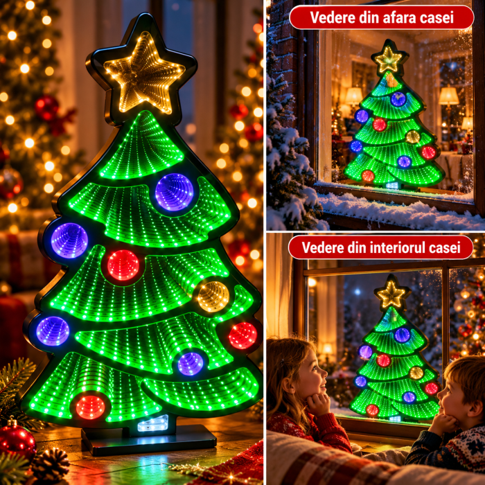 Oglinda Infinitului – Decorațiune LED de Crăciun cu Tunel de Lumină pe Ambele Fețe, 4 Modele, cu Suport de Masă [8]
