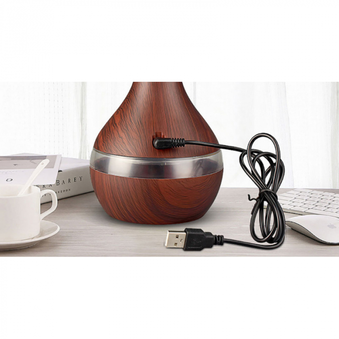 Pachet 1 + 1 Difuzor Aromaterapie cu ultrasunete si Umidificator cu led, 130 ml + Cadou 12 Esente Aromaterapie [7]