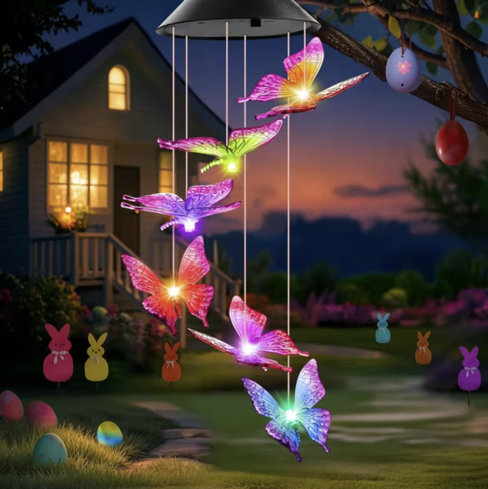 Clopotei de Vant Solari LED, Set 2 Bucati, 6 Figurine Luminoase, Inimi, Colibri sau Fluturi [6]