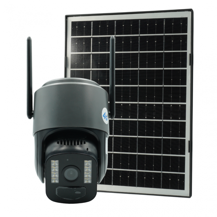Cameră Supraveghere Solară+Card 32GB, 4G TS1, 3MP, PTZ 355°, Night Vision Color, Audio Bidirecțional, Alarmă, O-Kam Pro [10]