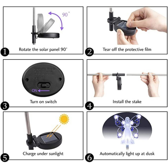 Lămpi Solare Decor Îngeraș cu Flori pentru Grădină – Set 2, 4 sau 8 Bucăți, Lumină Caldă [5]