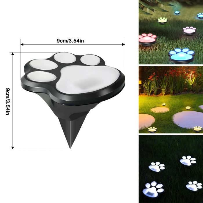 Lămpi Solare Decorative în Formă de Lăbuță pentru Grădină –4 Bucăți, LED Alb Cald [5]