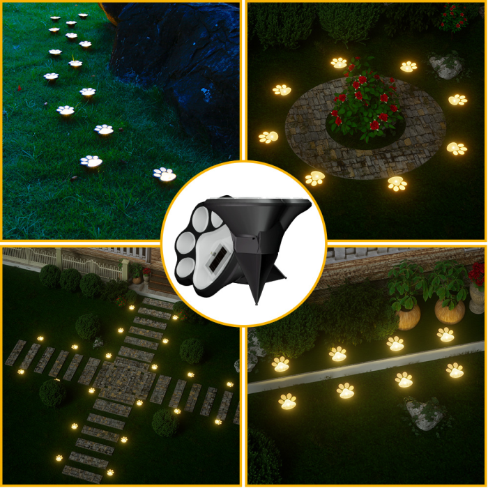 Lămpi Solare Decorative în Formă de Lăbuță pentru Grădină –4 Bucăți, LED Alb Cald [2]