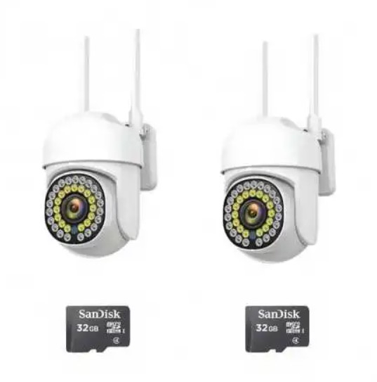 Pachet 2 x Cameră de Supraveghere Smart WIFI, 36 LED-uri, HD, IP66 + 2 Carduri Incluse [1]