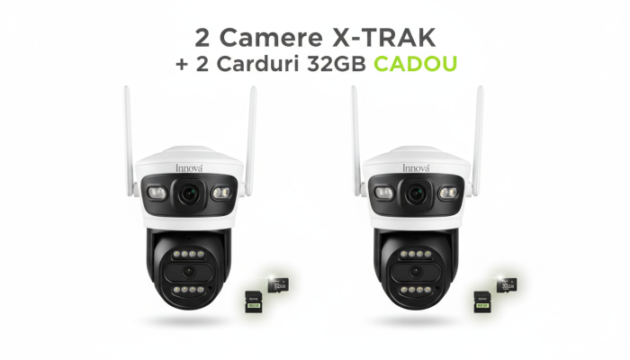 Pachet 2 x Camera Supraveghere Duală INNOVA X-TRAK, 6MP, WiFi/Lan , live pe telefon + 2 Carduri Cadou [1]