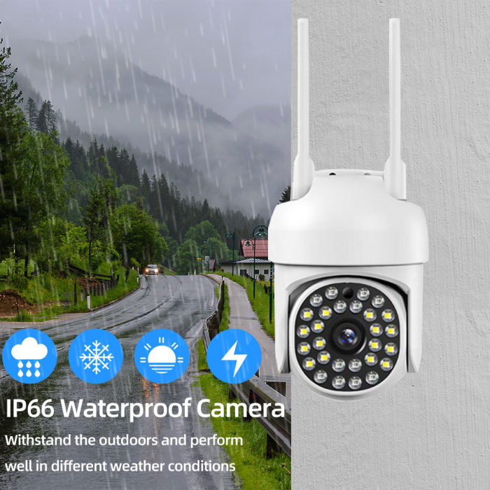 Pachet 4 x Cameră de Supraveghere Smart WIFI, 36 LED-uri, HD, Viziune Nocturnă cu Infraroșu și Protecție IP66, Transmisie Live pe Telefon [4]