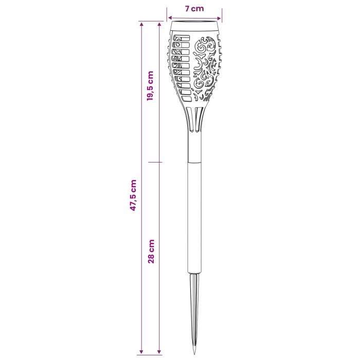 Set 10 Lampi Solare Tip Torta pentru Gradina, Efect Flacara de Foc, 47,5 cm, Negre [5]