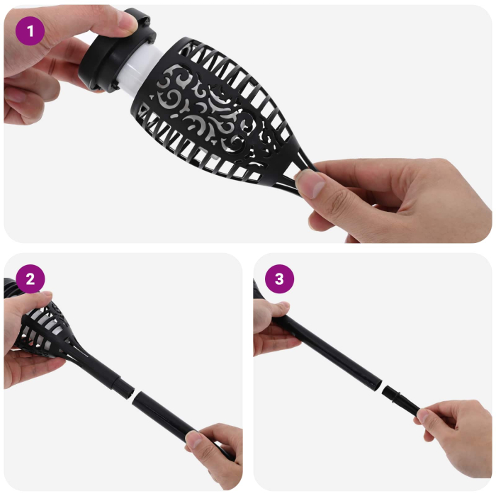 Set 10 Lampi Solare Tip Torta pentru Gradina, Efect Flacara de Foc, 47,5 cm, Negre [7]