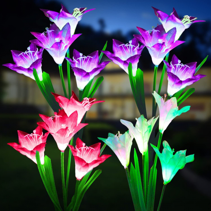 Set 4 Lampi Solare Crini Decorative, 70cm, IP66, LED cu Senzor Lumina [2]