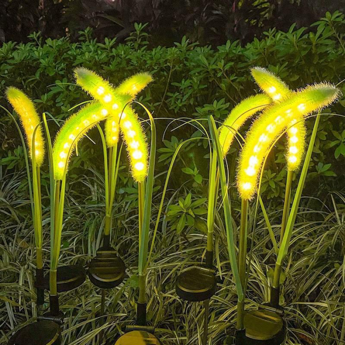 Set 2 lampi solare iarba ornamentala verde 80cm LED lumina calda IP66 [2]