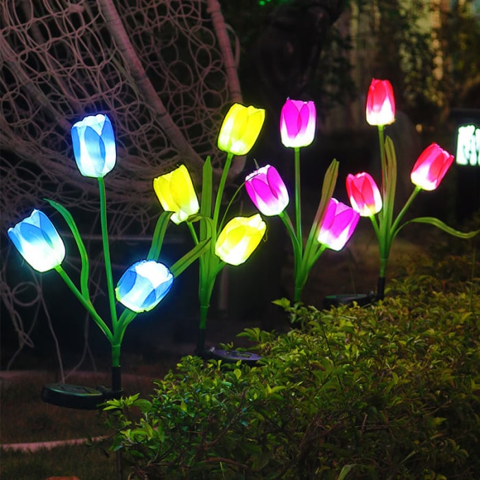Set 2 lampi solare lalele 70cm IP66 LED cu senzor lumina [4]